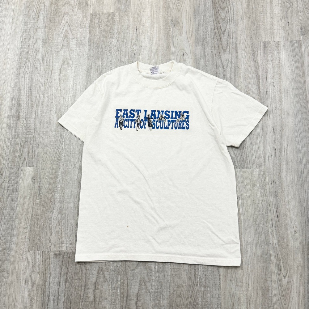 VINTAGE 90s East Lansing A City of Sculptures Shirt Size Medium M Mens 1990s MSU